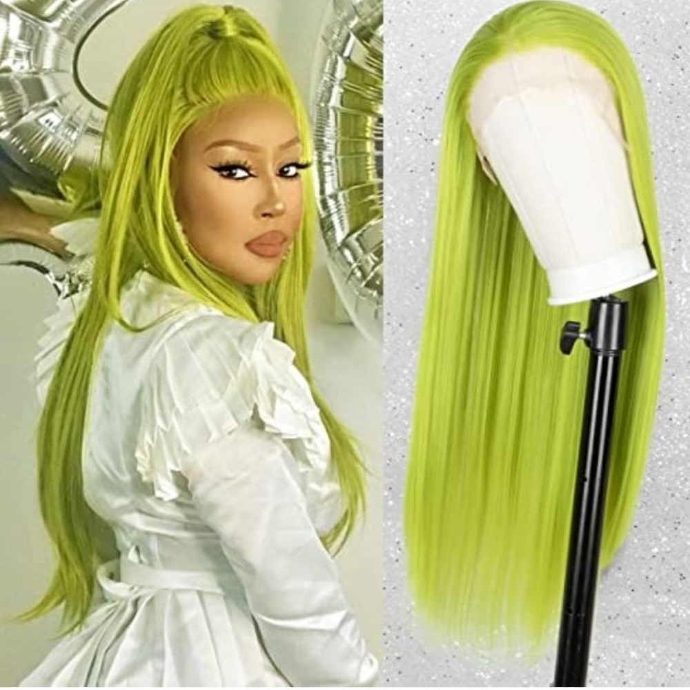 22” Straight Green Lace Front Wig For Women *NEW*